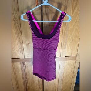 Pink striped Lululemon Workout Tank